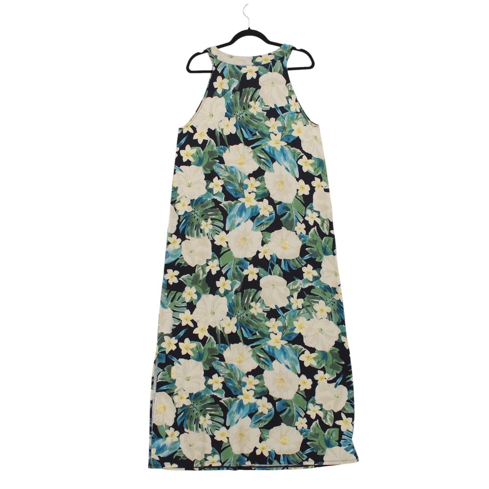 J. Jill Halter Maxi Dress Size L Sleeveless Tropical Floral Pockets Stretchy - Picture 5 of 14